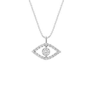 IDYL JEWELRY LAILA PENDANT ADD-On WHITE GOLD WITH SOLID GOLD CHAIN EVIL EYE